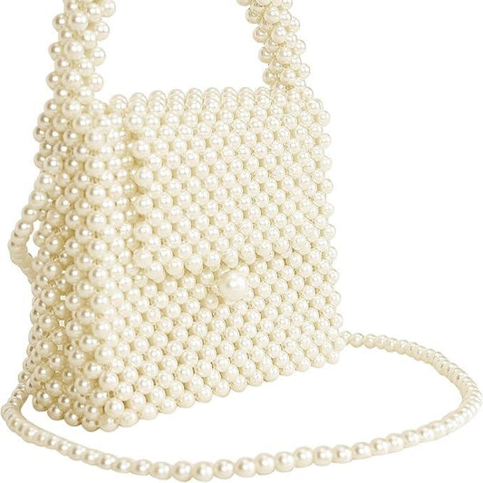 Handmade Pearl Bag - off white color