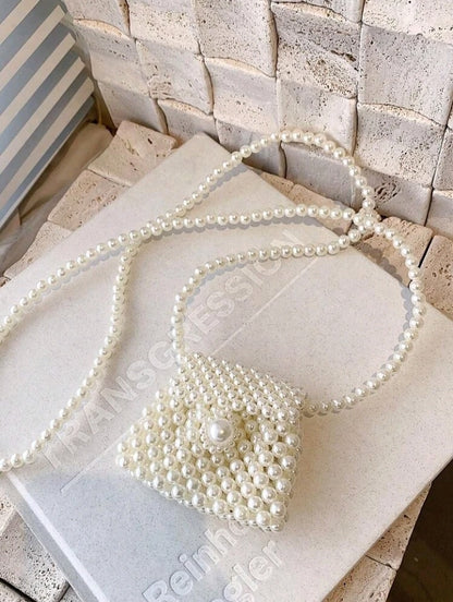 Faux Pearl Crossbody Bag - Beaded