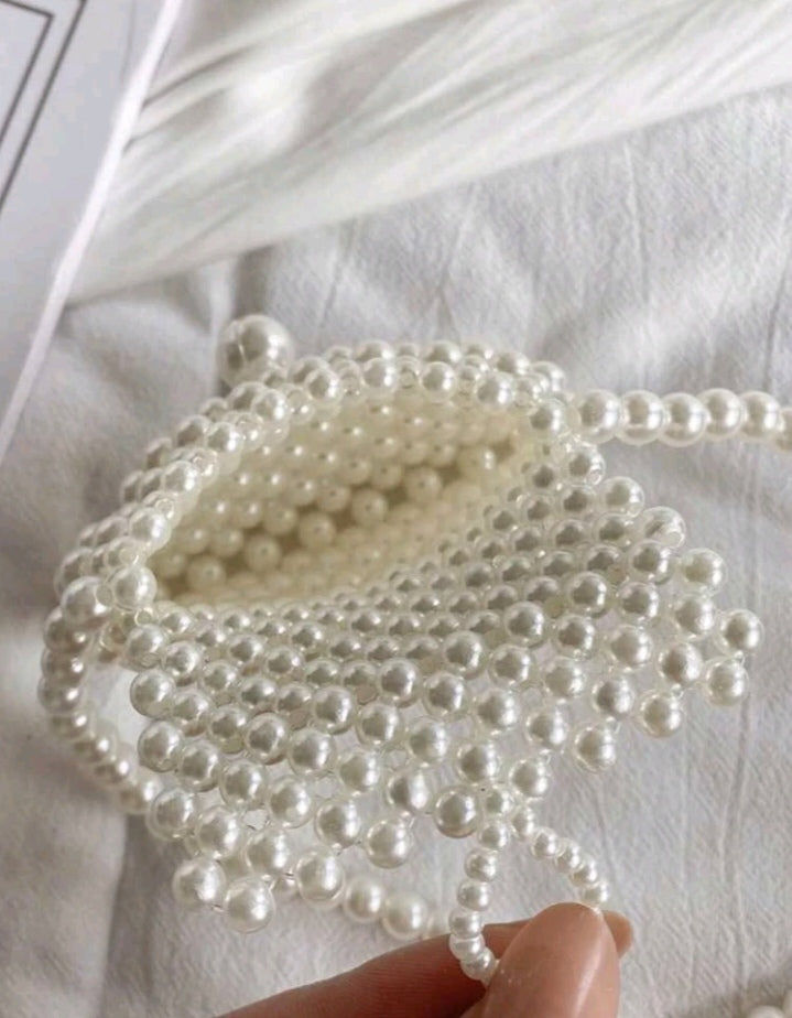 Faux Pearl Crossbody Bag - Beaded