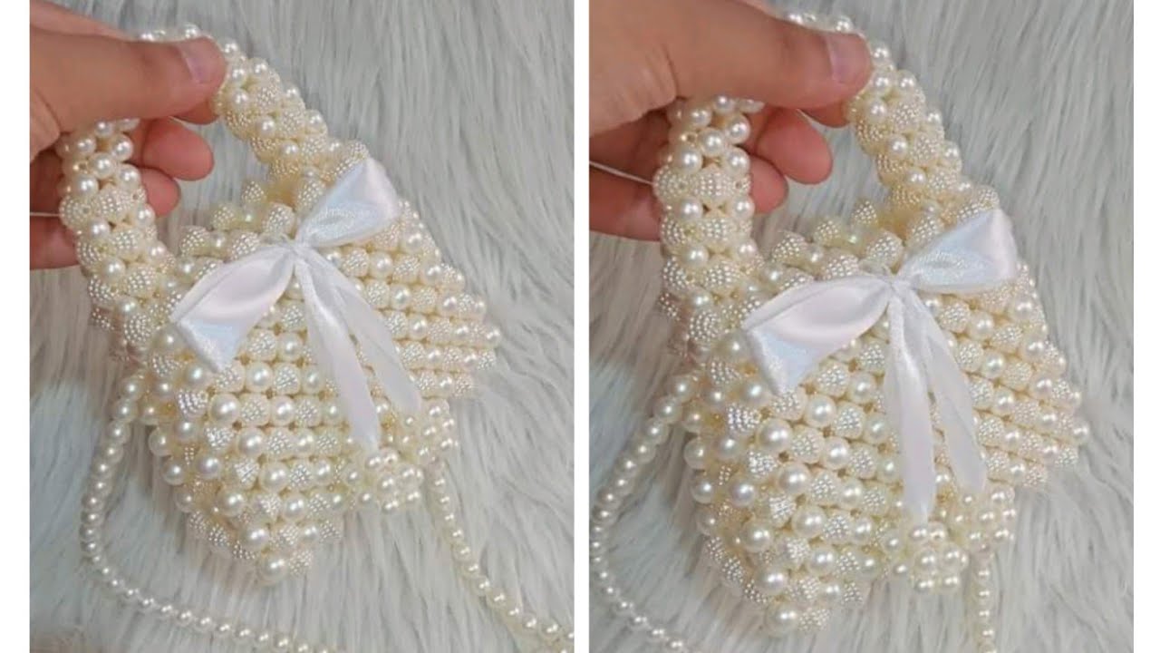 Waterproof Trendy Argyle Princess Pearl & Rhinestone Beaded Pearl Bag